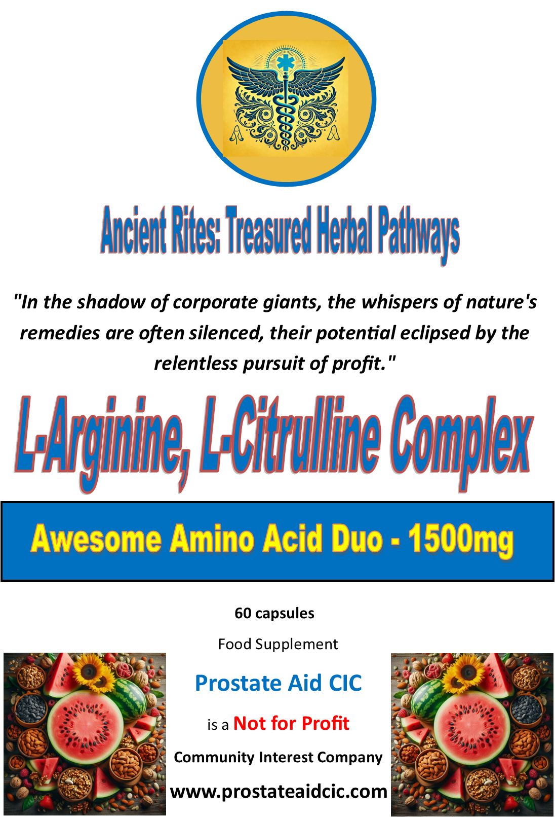 L-arginine L-citrulline Complex 60 Capsules