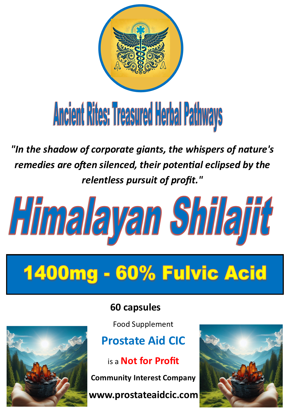 Pure Himalayan Shilajit 60 Tablets